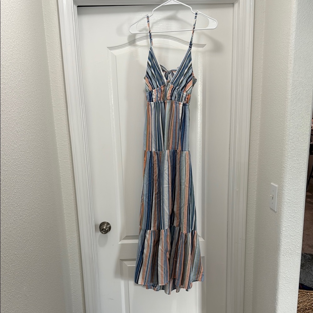 Angie Blue Gray Sleeveless Resort Maxi Dress